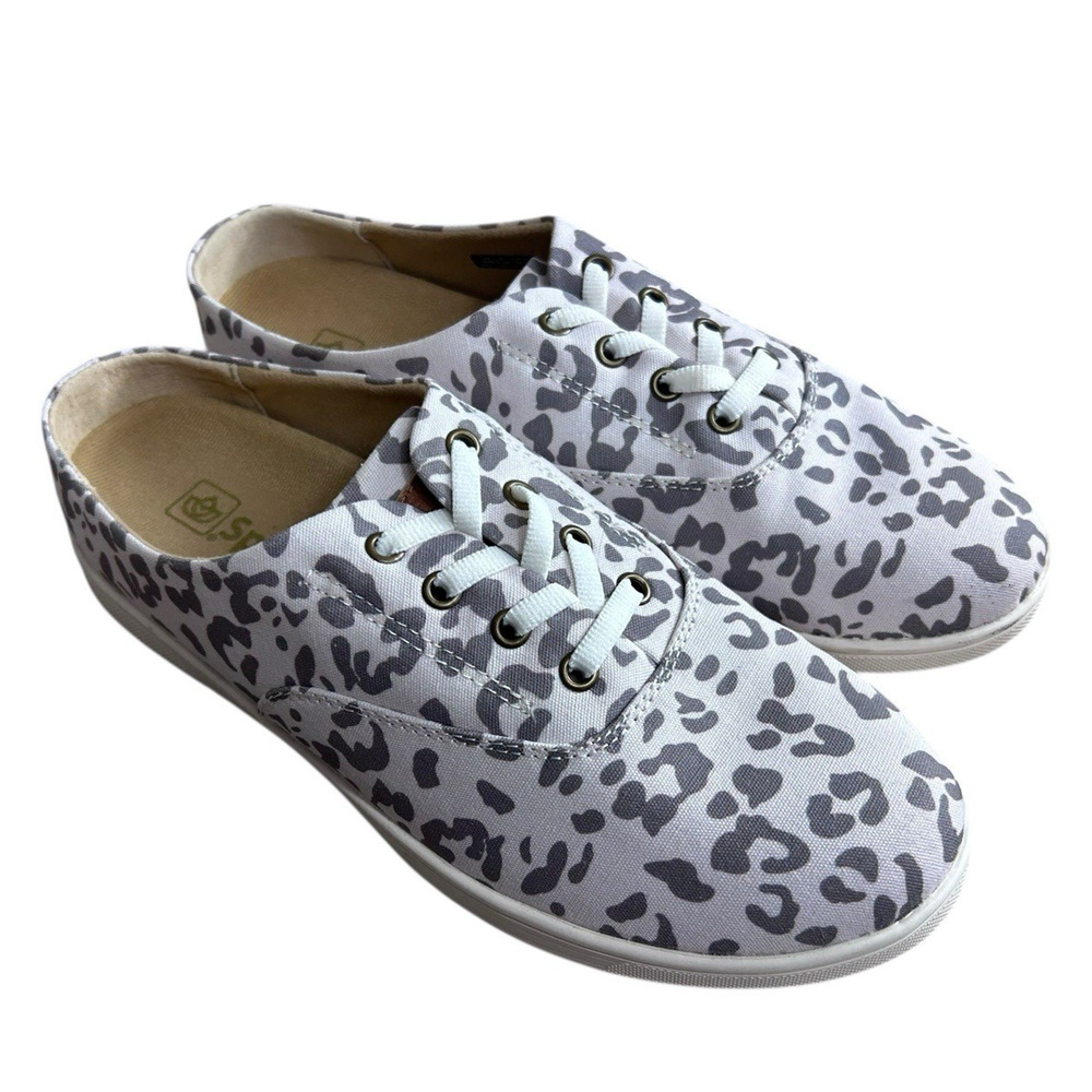 Spenco Khloe Kick Leopard Print Slip On Shoes Sz 8.5 B Comfort Footbed Sneakers